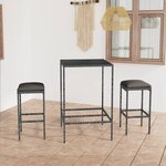 vidaXL Ensemble de bar de jardin 3 Pièces et coussins Résine tressée Gris