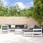 vidaXL Salon de jardin 10 Pièces Blanc Bois de pin massif