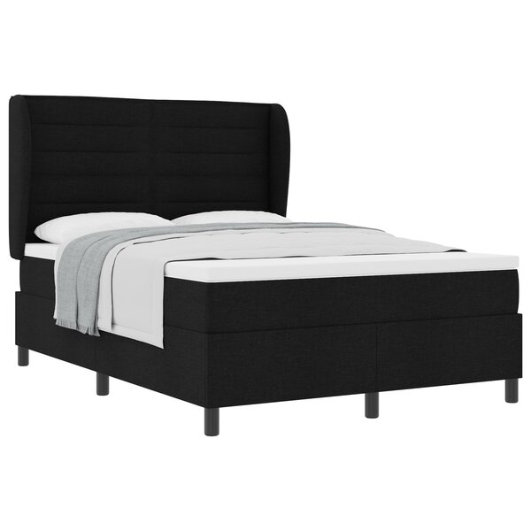 vidaXL Cadre de lit avec matelas noir 140x190 cm en tissu