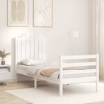 vidaXL Cadre de lit avec tête de lit blanc petit simple bois massif