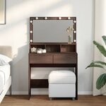 vidaXL Coiffeuse avec LED chêne marron 80x41x134 5 cm