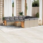 vidaXL Salon de jardin 11 Pièces avec coussins beige résine tressée
