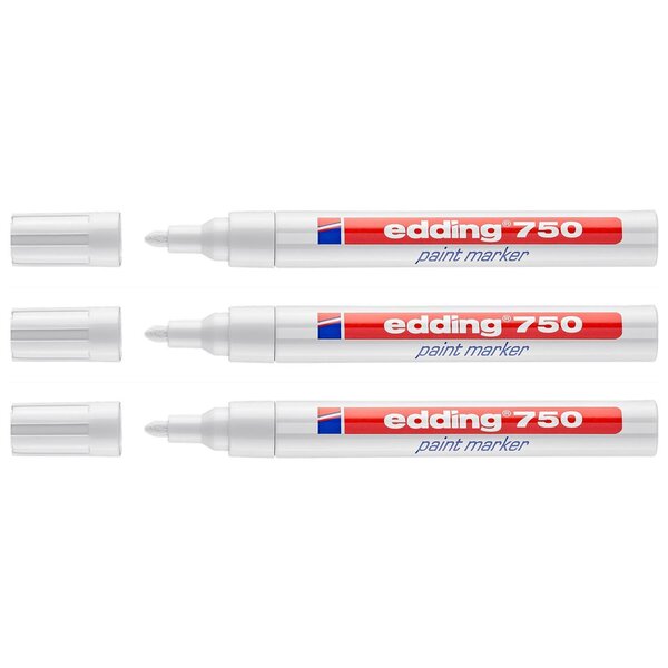 Marqueur Peinture 750 Blanc Pointe Ronde 2-4 mm x 3 EDDING