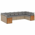 vidaXL Salon de jardin avec coussins 10 Pièces beige résine tressée