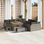 Ensemble de canapés de jardin de 13 pièces avec coussins gris en rotin synthétique