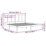 vidaXL Cadre de lit Bois de pin massif 200x200 cm