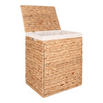 Panier à linge rectangulaire avec couvercle en jacinthe d'eau 43 x 32 x 55 cm