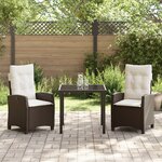 vidaXL Ensemble de salle à manger de jardin de 3 pièces avec coussins en poly rattan marron