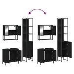 vidaXL Ensemble de meubles salle de bain 3 Pièces noir bois d'ingénierie