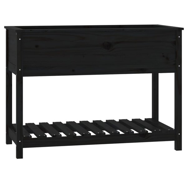 vidaXL Jardinière avec étagère Noir 111 5x54x81 cm Bois massif de pin