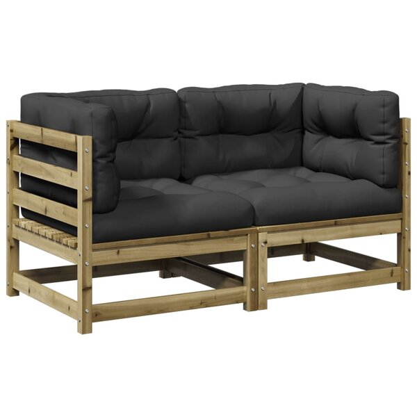 vidaXL Salon de jardin 2 Pièces avec coussins bois de pin imprégné