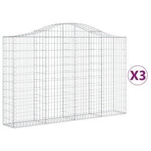 vidaXL Paniers à gabions arqués 3 Pièces 200x30x120/140 cm Fer galvanisé