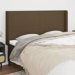 vidaXL Tête de lit avec oreilles Marron foncé 203x16x118/128 cm Tissu