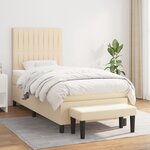 vidaXL Sommier à lattes de lit avec matelas Crème 90x200 cm Tissu