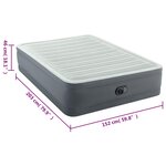 Intex Lit gonflable PremAire blanc et gris Queen Size 152x203x46 cm