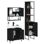 vidaXL Ensemble de meubles salle de bain 3 Pièces noir bois d'ingénierie