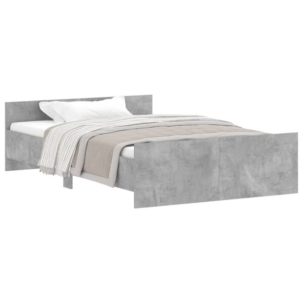 vidaXL Cadre de lit tête de lit et pied de lit gris béton 120x200 cm