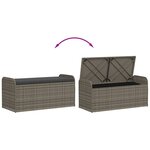 vidaXL Banc de rangement avec coussin gris 115x51x52 cm résine tressée