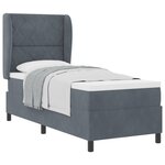 Lit avec sommier à ressorts et matelas vidaXL Gris foncé 80x200 cm en Velours