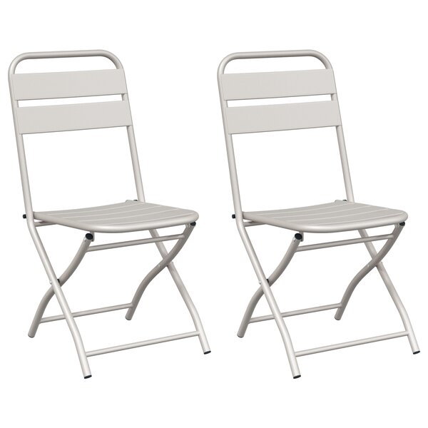 vidaXL Chaises de jardin pliantes 2 Pièces Beiges 42x52x82 cm Acier enduit de poudre
