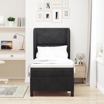 Lit à ressort vidaXL avec matelas Noir 80x200 cm Velours