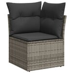 vidaXL Salon de jardin 4 Pièces avec coussins gris résine tressée