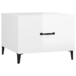 vidaXL Tables basses avec pieds métal 2 Pièces Blanc brillant 50x50x40 cm