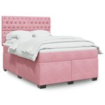 vidaXL Sommier à lattes de lit avec matelas Rose 140x190 cm Velours