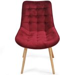 Lot de 8 chaises de salon salle à manger pied en bois et velours rouge foncé 01_0000560