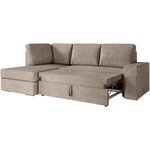 Canapé d'angle gauche convertible ARTEMIS 4 places - Velours côtelé greige - 246 x 174 x 96 cm