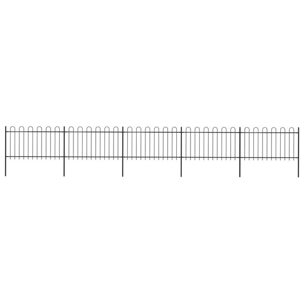 vidaXL Clôture de jardin avec dessus en cerceau Acier 8 5 x 1 m Noir