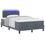 vidaXL Lit à Ressorts avec Matelas & LED Gris Foncé 120x190 cm Velours