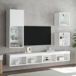 vidaXL Tables de chevet murales avec lumières LED 2 Pièces blanc