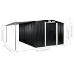 Vidaxl abri de jardin à portes coulissantes anthracite 386x312x178 cm