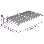 vidaXL Auvent de porte Gris et transparent 152 5x90 cm Polycarbonate