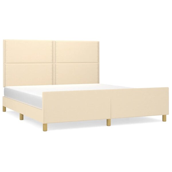 vidaXL Cadre de lit avec tête de lit Crème 180 x 200 cm Tissu