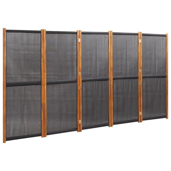 vidaXL Cloison de séparation 5 panneaux Noir 350x180 cm