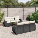 vidaXL Salon de jardin 7 Pièces avec coussins noir résine tressée