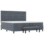 vidaXL Lit à Ressorts avec Matelas & Banc Gris Foncé 200x200 cm Velours