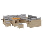 Ensemble de canapé de jardin de 13 pièces vidaXL avec coussins en poly rotin beige