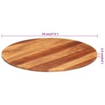 vidaXL Dessus de table bois massif d'acacia rond 15-16 mm 70 cm