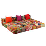 vidaXL Pouf modulaire à 3 places Patchwork Tissu