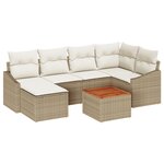vidaXL Ensemble de canapé de jardin 7 pièces avec coussins beige en rattan polyéthylène