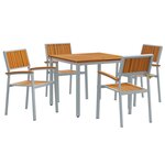 vidaXL Set de salle à manger de jardin 5 pièces en bois d'acacia massif et métal