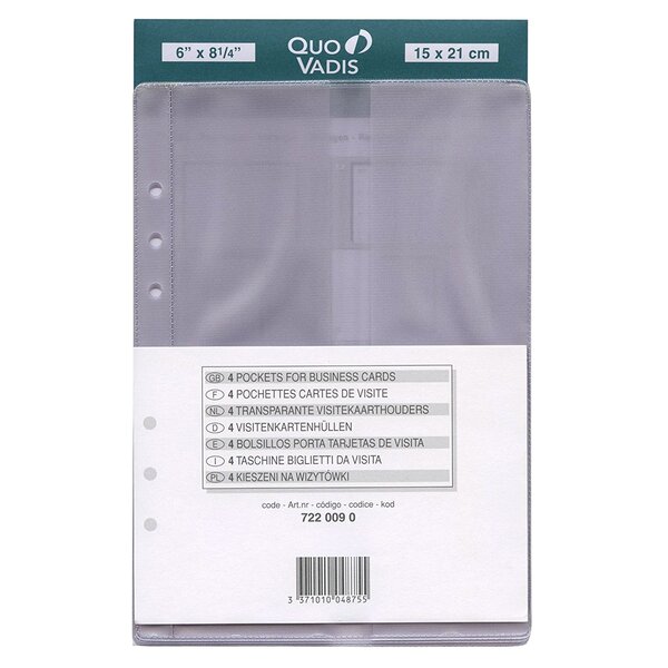 Recharge Accessoires Organiseur POCHETTE CARTES VISITE Timer 21 15 x 21 cm QUOVADIS