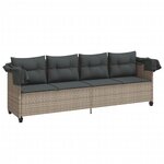 vidaXL Chaise longue avec auvent et coussins gris clair résine tressée