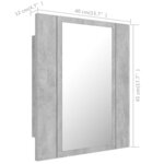 vidaXL Armoire de salle de bain à miroir LED Gris béton Acrylique