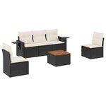 vidaXL Salon de jardin 6 Pièces avec coussins noir résine tressée