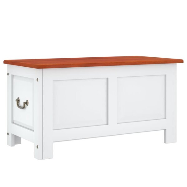 vidaXL Coffre de rangement et couvercle marron et blanc bois d'acacia