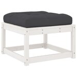 vidaXL Repose-pied de jardin avec coussins blanc bois de pin massif